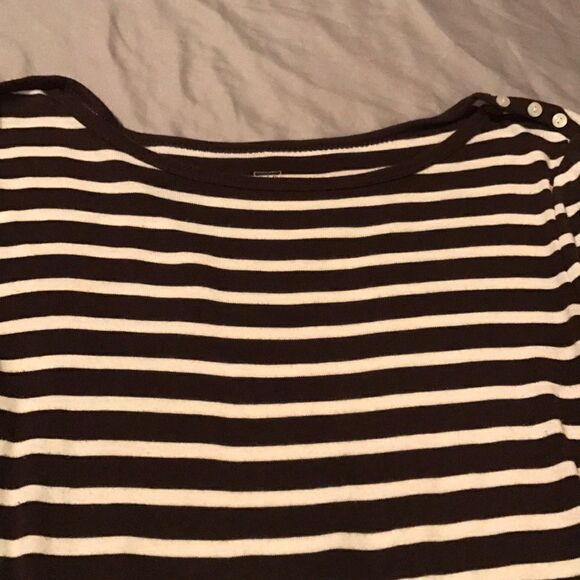 GAP Brown Stripe Button Accent Long Sleeve T - SM - Picture 3 of 6
